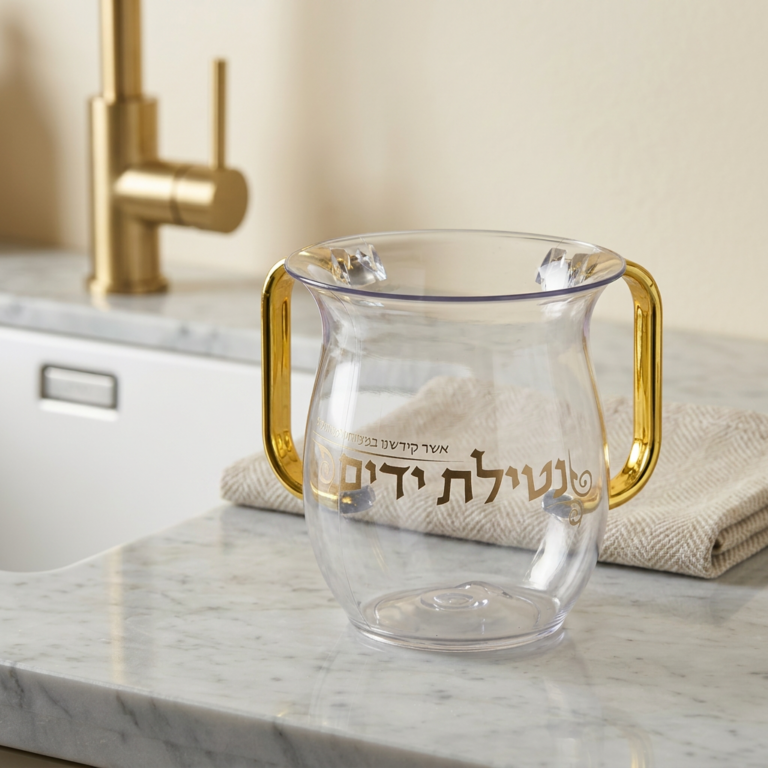 נטלה אקריליק מהודרת עם הדפסה וידיות זהב 13 ס"מ