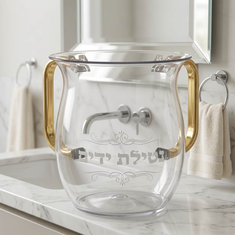 נטלה אקריליק מהודרת עם הדפסה וידיות זהב 13 ס"מ
