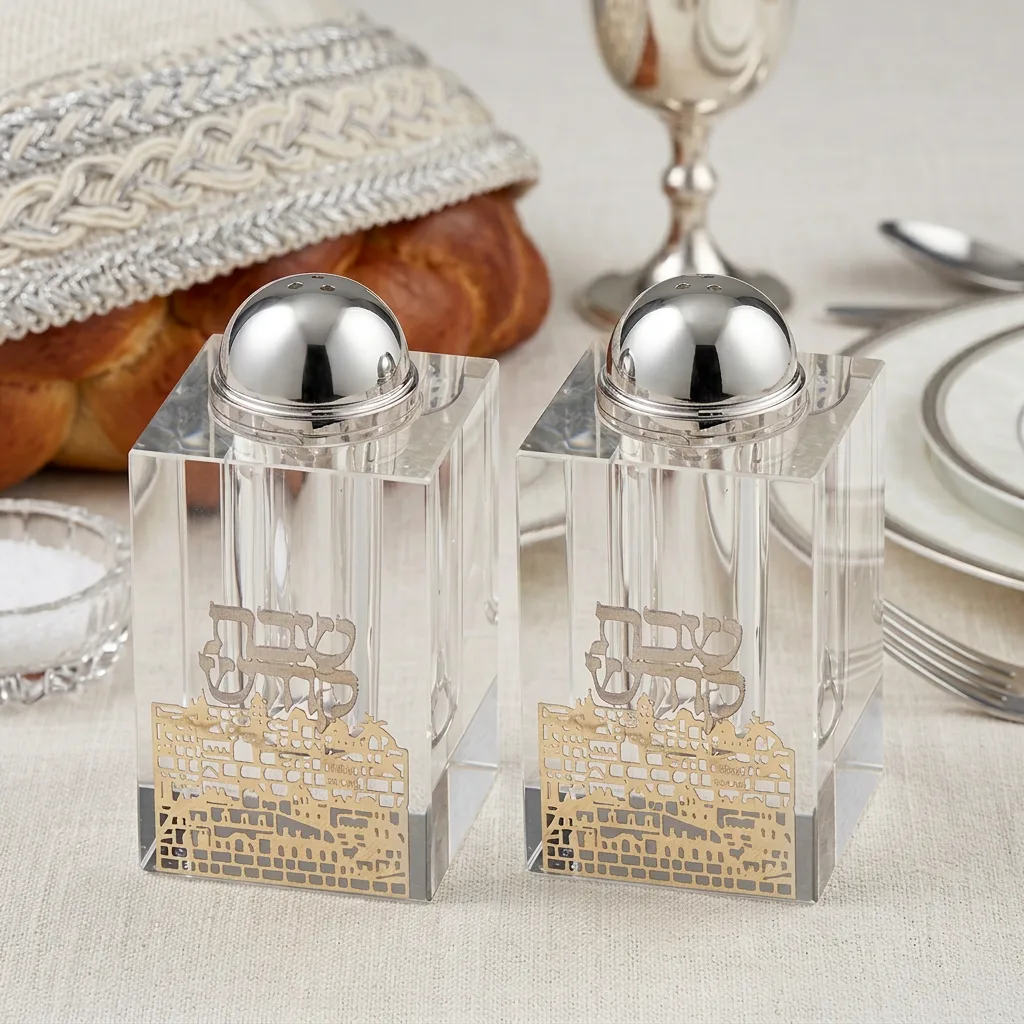 סט מלחיות קריסטל מהודרות עם עיטור ירושלים