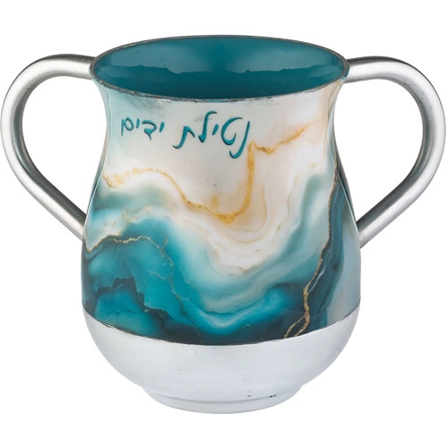 נטלה אלומיניום 13 ס"מ שיש כחול לבן זהב